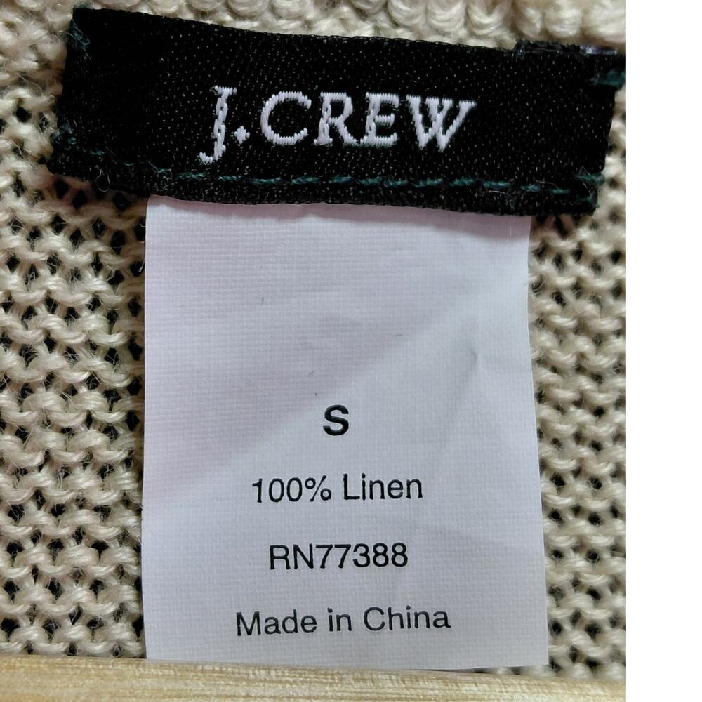 J.CREW Linen Knit Top Beige Solid Short Sleeve 100% Linen Women Size S - Picture 3 of 8